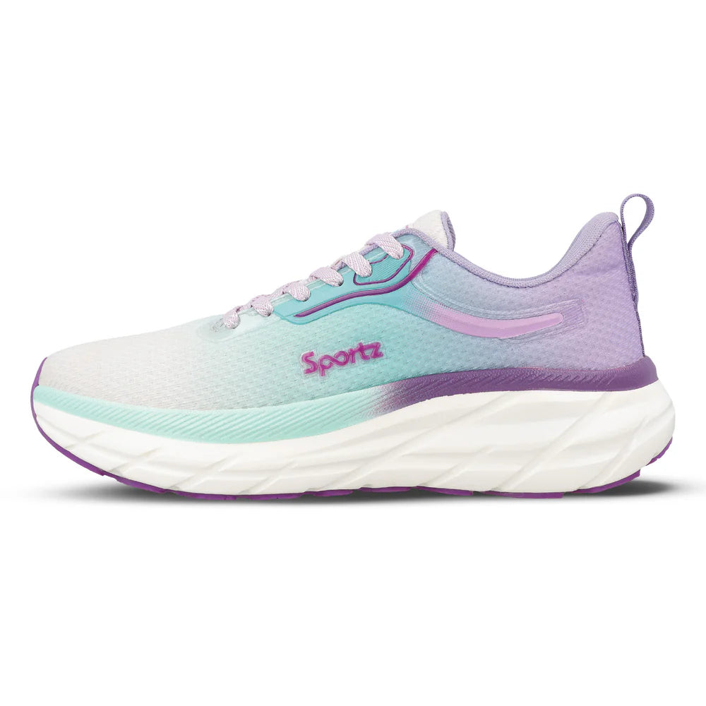 Versatile Women’s Lace-Up Sports Shoes in Purple and Green for Fitness, Running, and Casual Outings