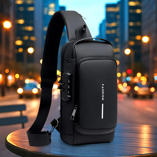Fashionable Anti-Theft Sling Bag Crossbody with USB Charging Port for Men and Women