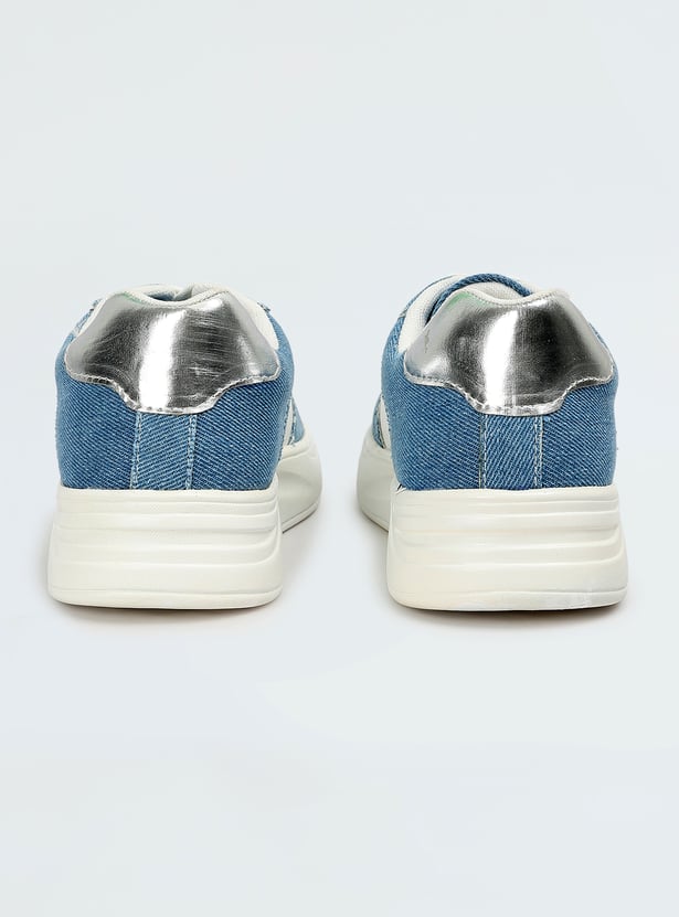 Durable Women’s Colourblocked Denim Infused Sneakers for Long Hours of Comfort and Support