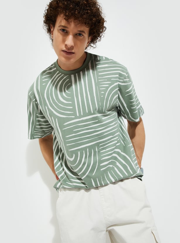 Casual Men’s Printed Cotton T-Shirt with Stylish Artwork for Daily Wear