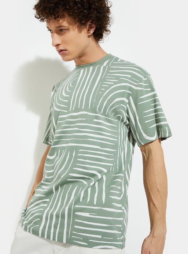 Casual Men’s Printed Cotton T-Shirt with Stylish Artwork for Daily Wear