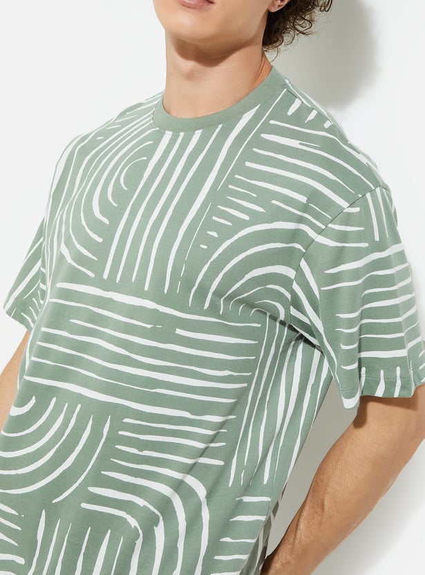 Casual Men’s Printed Cotton T-Shirt with Stylish Artwork for Daily Wear