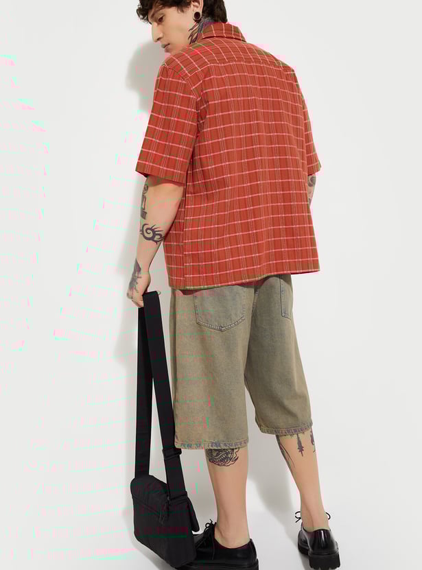 Elegant Checked Relaxed Fit Shirt for Men with Full Sleeve and Button Collar