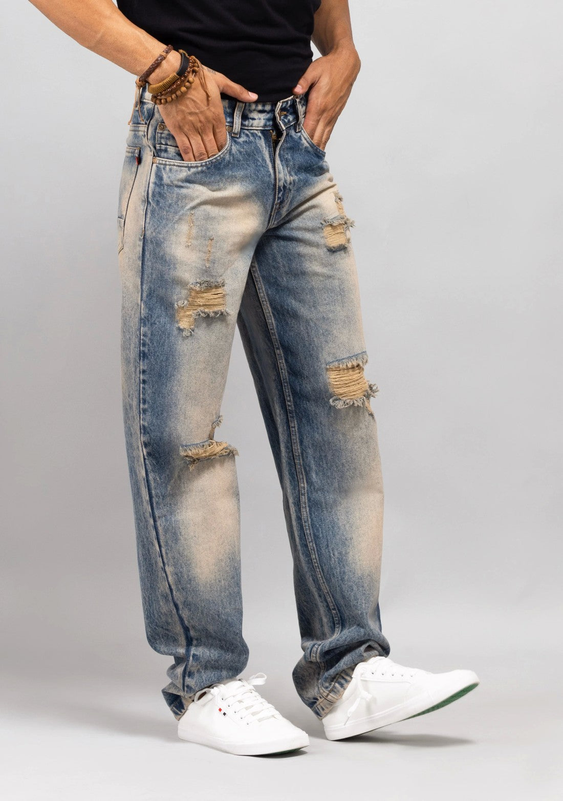 Tinted Blue Comfort Fit Jeans for Men Modern Everyday Style
