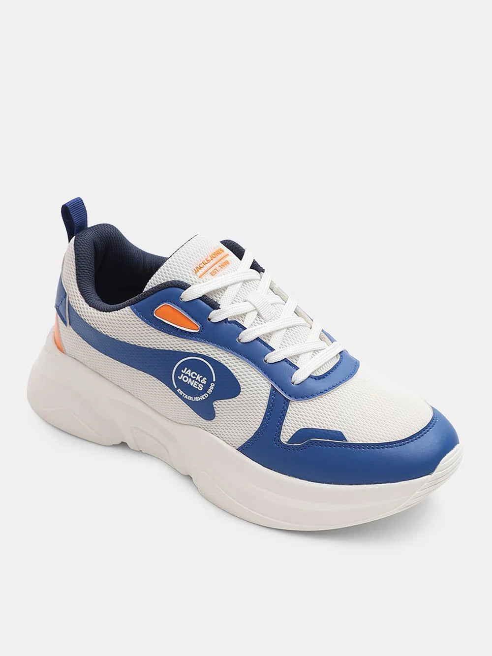 White Chunky Sneakers with Colourblock Detailing Comfortable Style