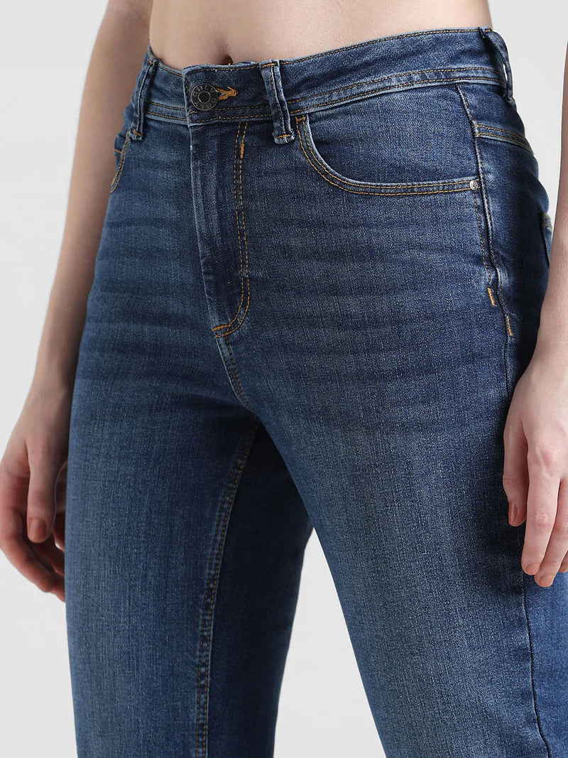 Elegant Blue High Rise Flora Flared Jeans for Women Ideal for Everyday Wear
