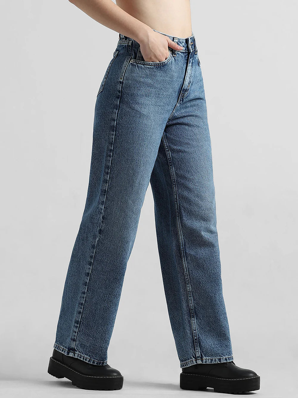 Chic Women’s Blue High Waist Carpenter Jeans for Street Style, Layering, and Casual Looks