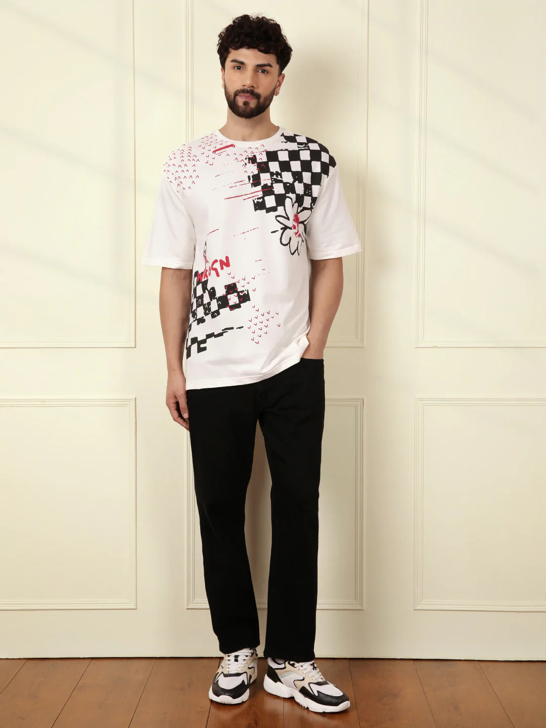 Premium Quality Off White Heavy GSM T-Shirt for Men with Modern Placement Print