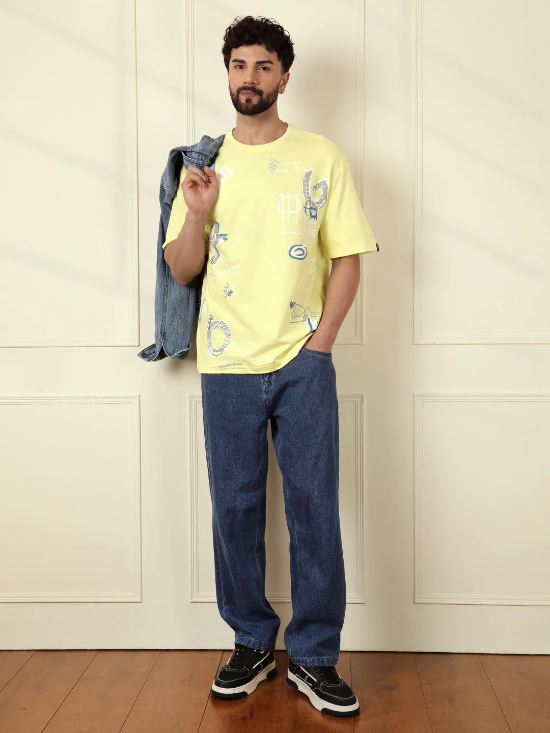 Stylish Lime Green Cotton T-Shirt for Men with Placement Print and Short Sleeves