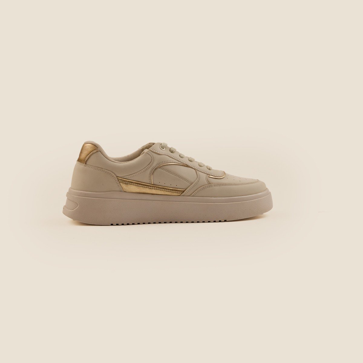 Beige Casual Sneakers for Women Breathable and Flexible Shoes for Street Style