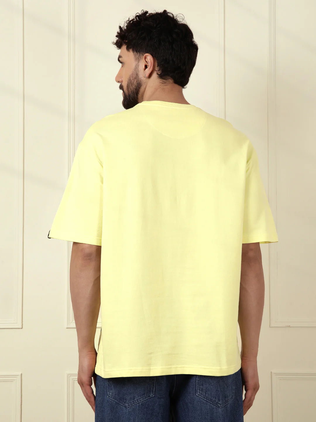 Stylish Lime Green Cotton T-Shirt for Men with Placement Print and Short Sleeves