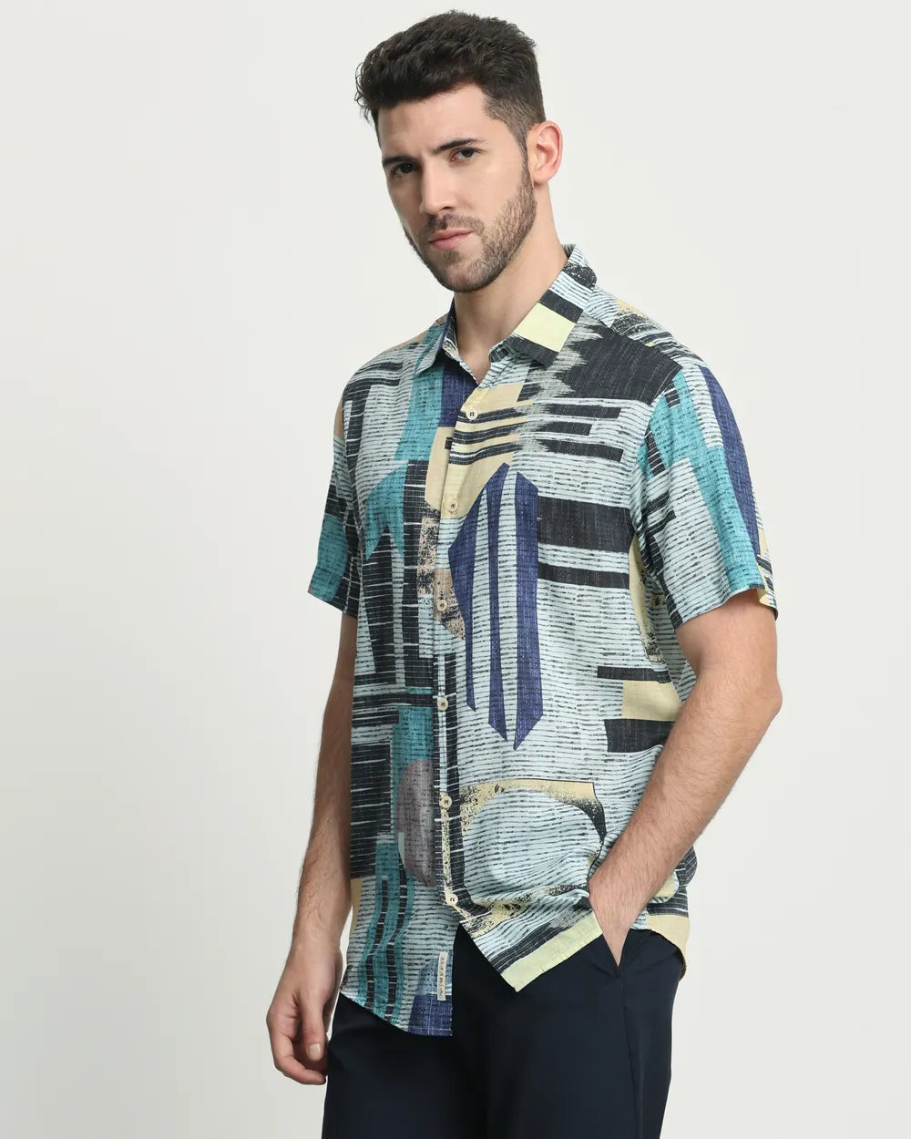 Stylish Multi-Print Slim Fit Shirt for Everyday Casual Look