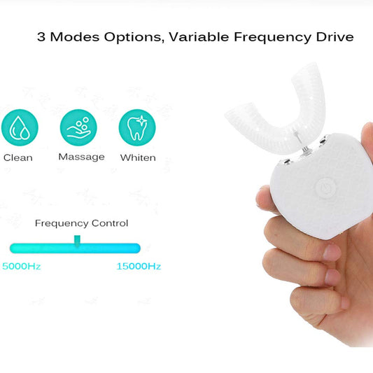 Automatic Ultrasonic Electric Toothbrush 360 Degree Cleaning with U Shape Sonic Brush for Adults
