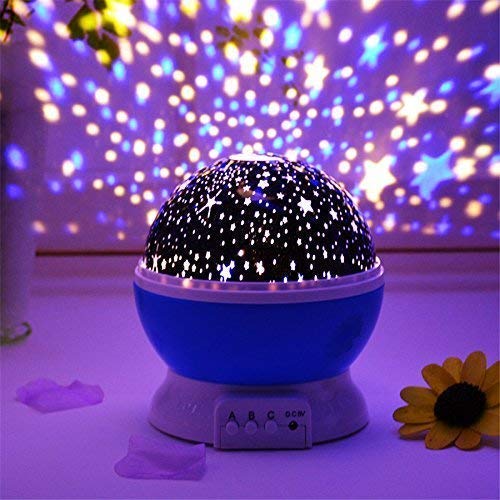 Star Projector Lamp Rotating Night Light with 360 Degree Moon and Star Projection USB Powered for Kids Room (Random Colour)