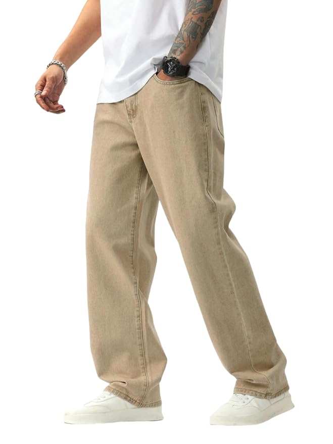 Baggy Fit Cotton Jeans for Men with Relaxed Style and Comfortable Wear
