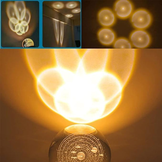 Universe Crystal Ball Night Light 3D LED Glass Lamp with Wooden Base Colorful LED Home Decor Gift for Teens