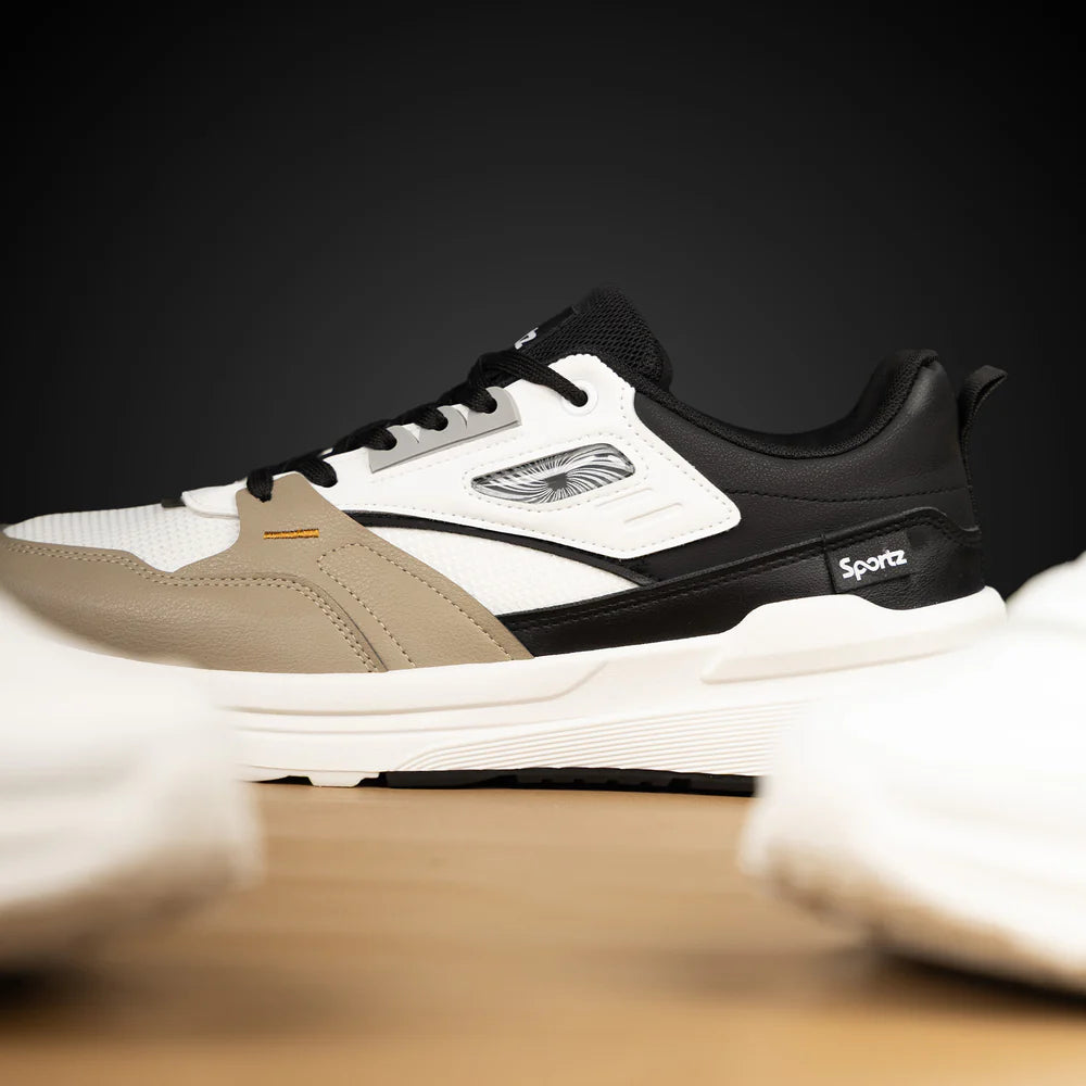 Trendy Men’s Sports Sneakers in White and Black for Street Style and Active Lifestyle