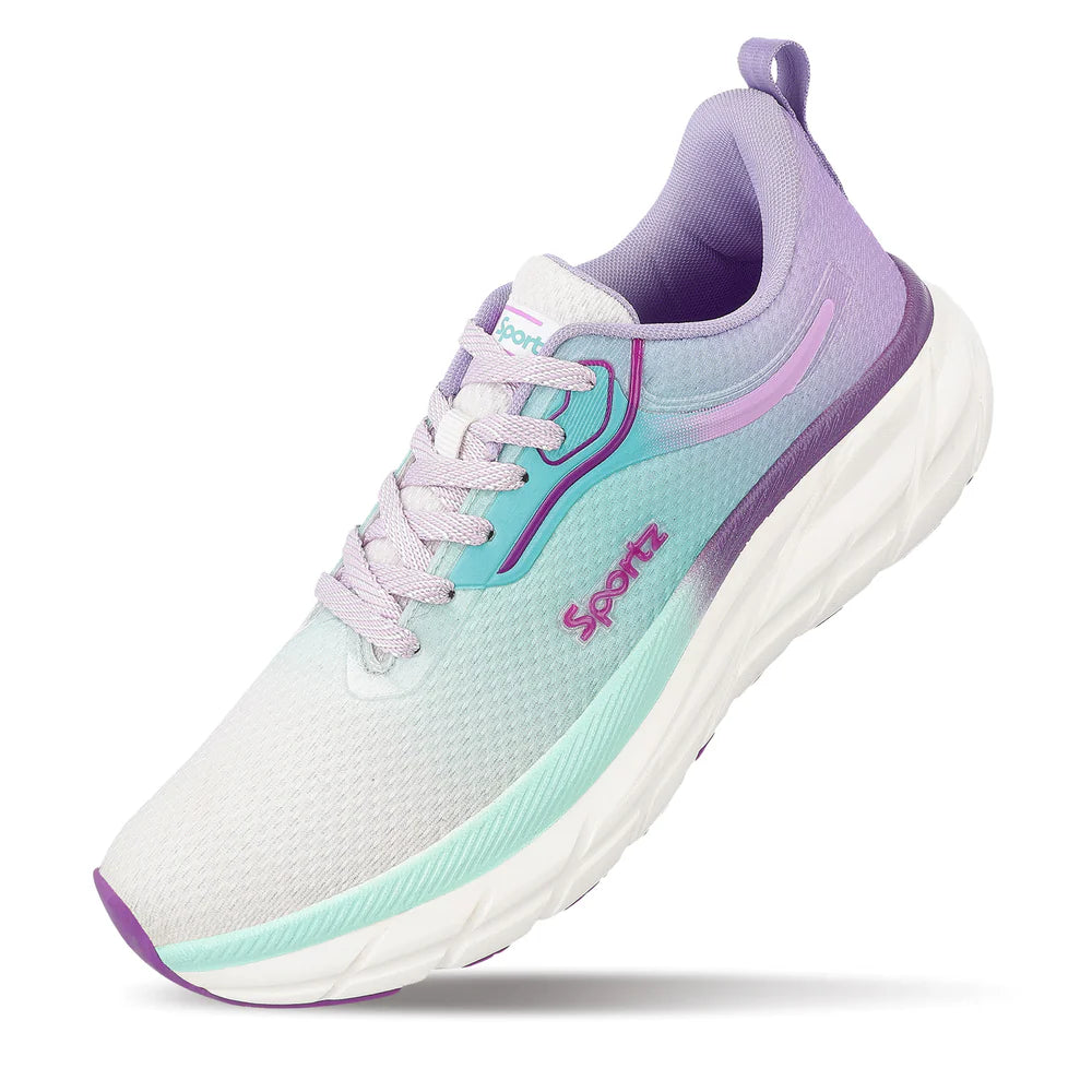 Versatile Women’s Lace-Up Sports Shoes in Purple and Green for Fitness, Running, and Casual Outings