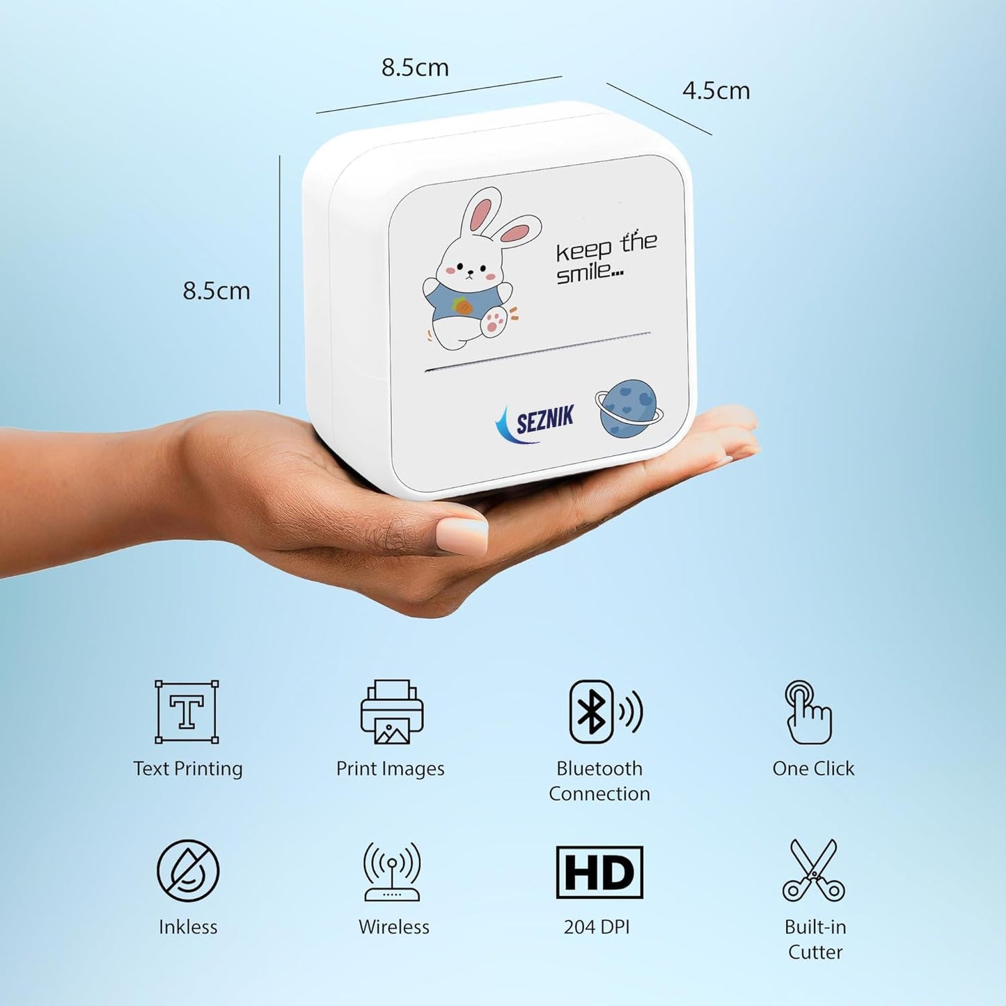 Portable Mini Printer Bluetooth Thermal Printer Wireless Home Printer Compatible with Android and iOS 1 Year Warranty