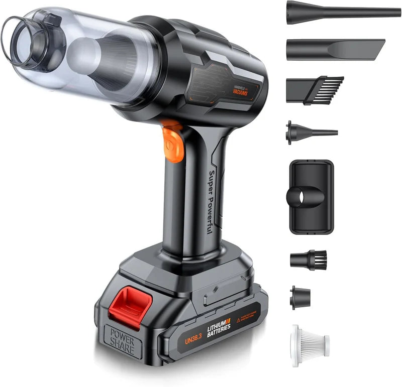 Cordless Vacuum Cleaner with 21,000Pa Suction High Power Detachable Battery and Various Cleaning Attachments