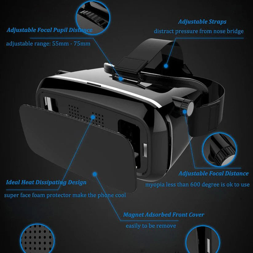 3D VR Glasses Headset VR Pro Virtual Reality for Movies Gaming and Apps