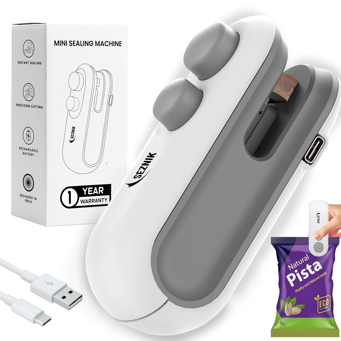 Mini Food Packet Sealing Machine Portable Handheld Heat Sealer for Snacks Chips and Fresh Storage