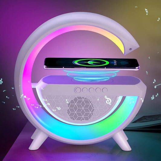 Multi Function Night Light with Bluetooth Speaker 15W Wireless Charger and Rechargeable LED Desk Lamp for Room and Bedside