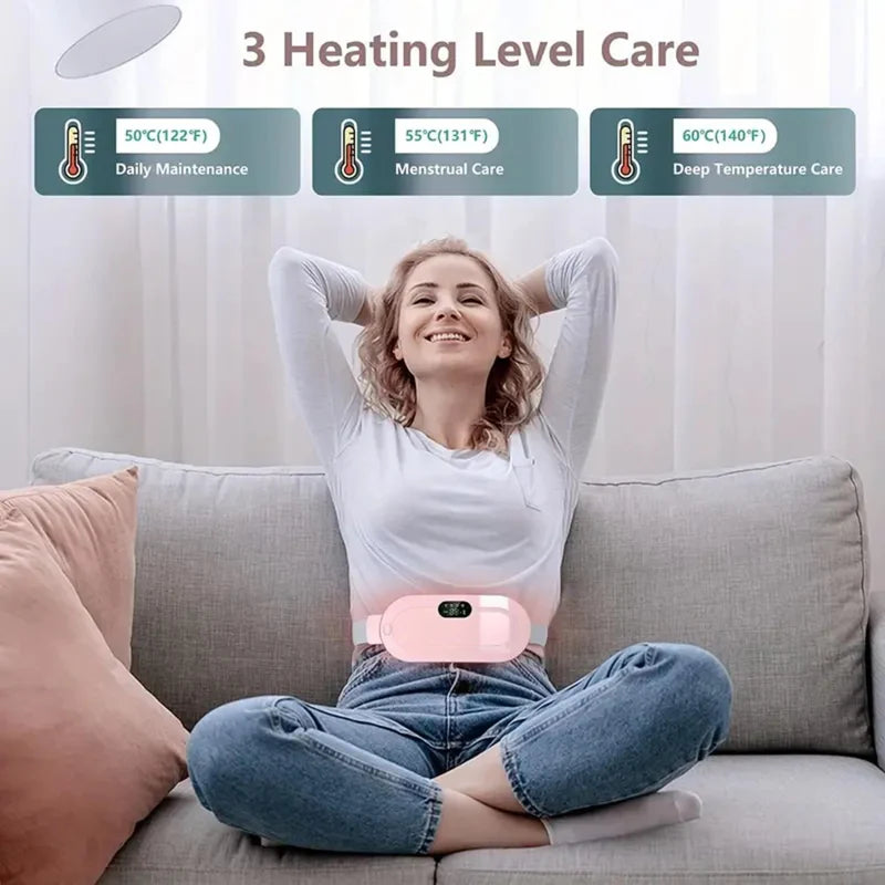 Portable Rechargeable Heating Pad and Massage Belt for Women with Adjustable Heat and Vibration