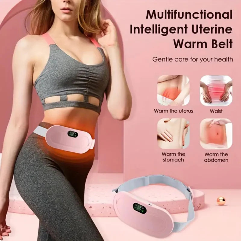 Portable Rechargeable Heating Pad and Massage Belt for Women with Adjustable Heat and Vibration