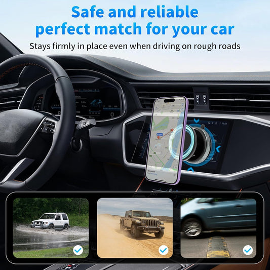Magnetic Car Phone Mount 360° Rotating Suction Cup Holder Hands-Free for Mobile Phones in Car Gym Bathroom