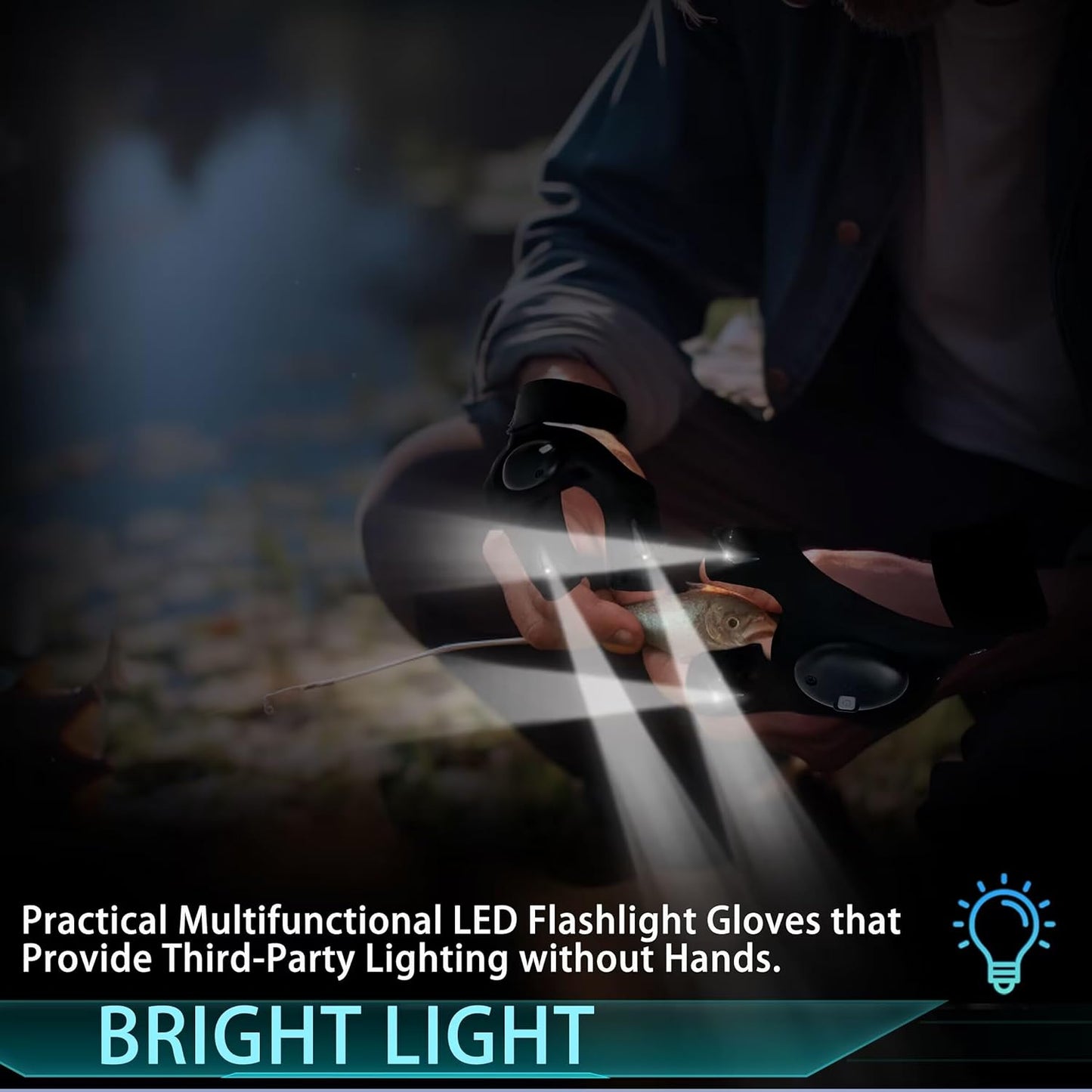 LED Flashlight Gloves Hands Free Lighted Gloves for Fishing Camping Repairing Unique Gift for Men and Adults