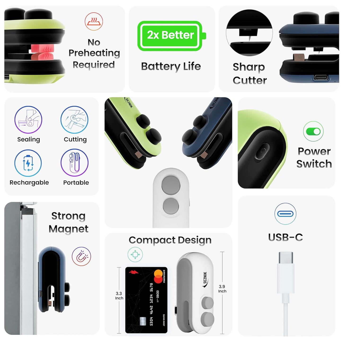 Mini Food Packet Sealing Machine Portable Handheld Heat Sealer for Snacks Chips and Fresh Storage