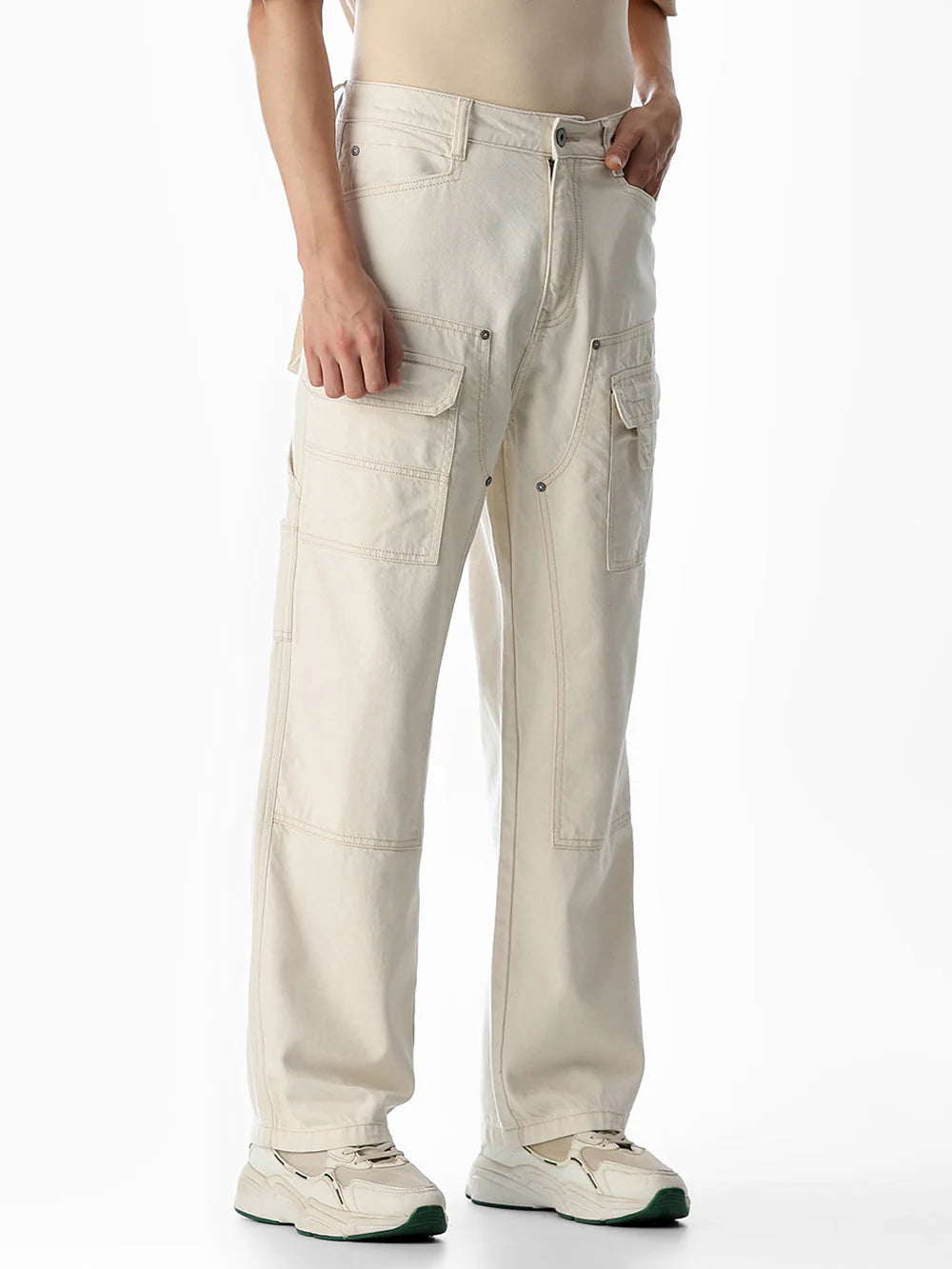 Fashionable High Rise Loose Fit Jeans for Men in Durable Cotton