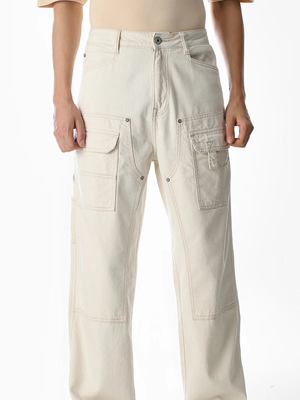 Fashionable High Rise Loose Fit Jeans for Men in Durable Cotton