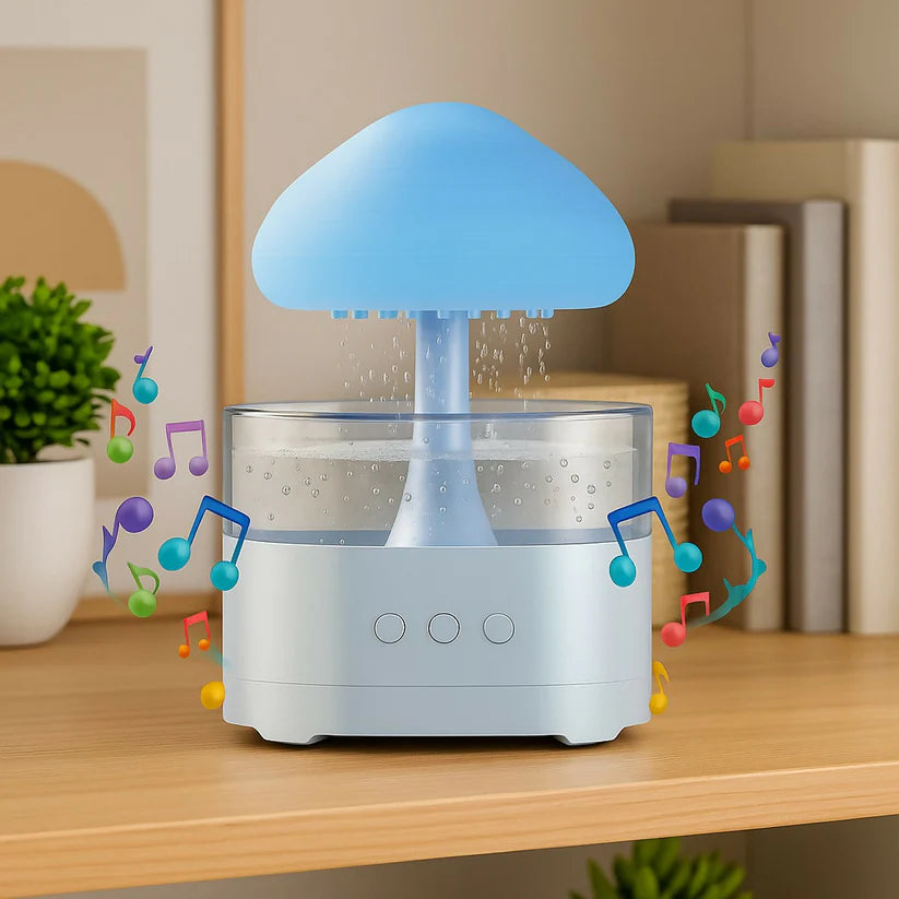 Mushroom Humidifier with Bluetooth Speaker 3 in 1 Night Light Aromatherapy Diffuser Anti Spill Design for Bedroom Office Home