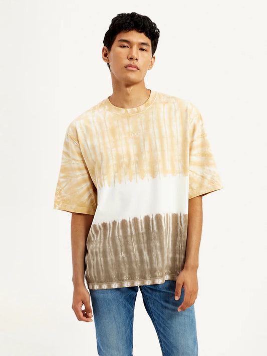 Comfortable Men’s Loose Fit Tie Dye T-Shirt with Color Splash Design