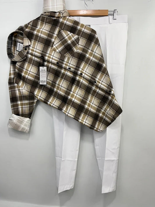 Stylish Checked Shirt with Matching Pants Set for Men