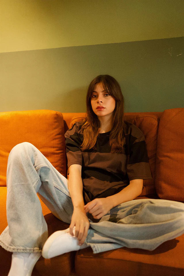 Casual Women’s Heavyweight Oversized T-shirt with Classic Coco Stripes