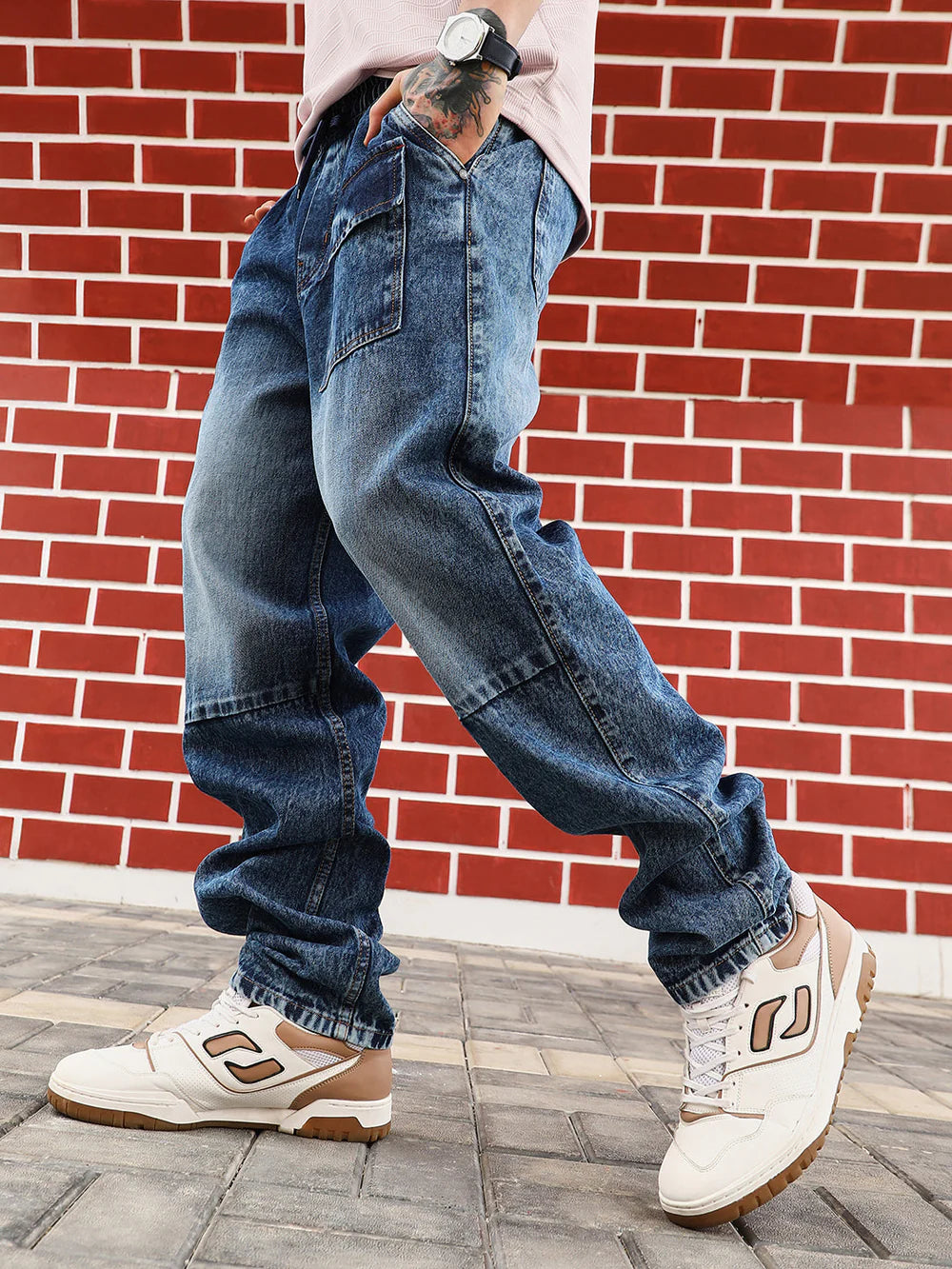 Men’s Modular Utility Panelled Jeans with Functional Pocket Detailing