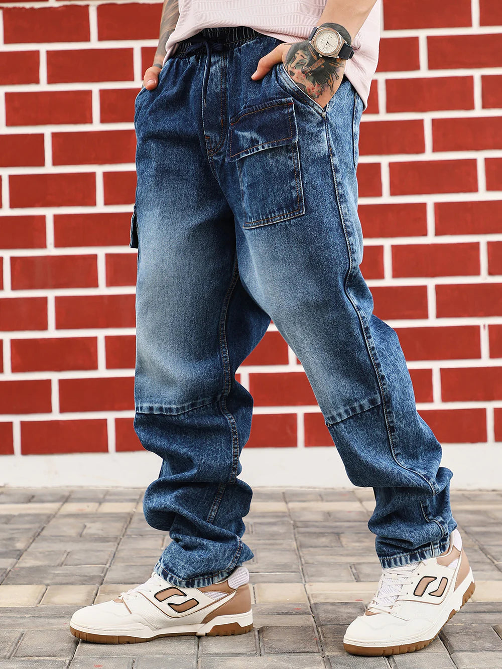 Men’s Modular Utility Panelled Jeans with Functional Pocket Detailing