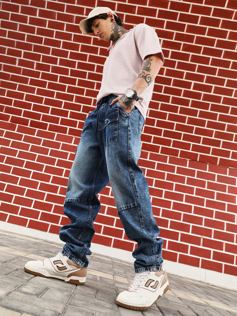 Men’s Modular Utility Panelled Jeans with Functional Pocket Detailing