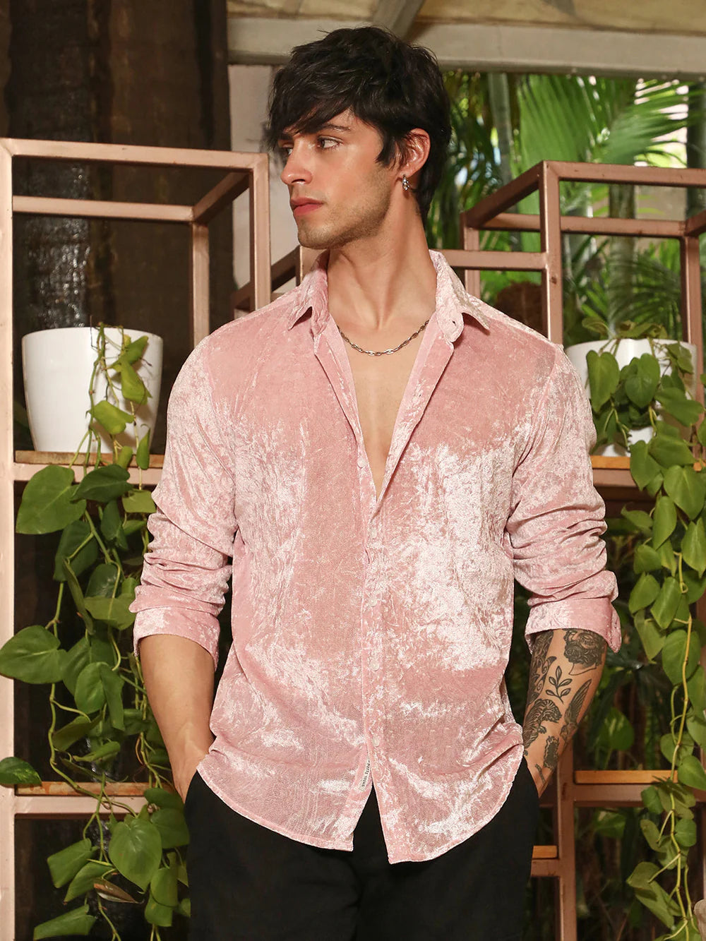 Premium Quality Solid Velvet Shirt for Men’s Formal and Party Wear