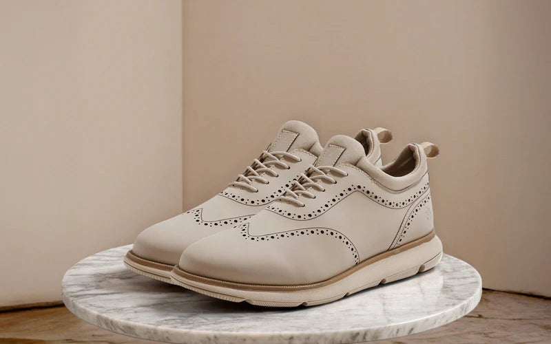 Lightweight Beige Crossover Brogues for Men Everyday Style