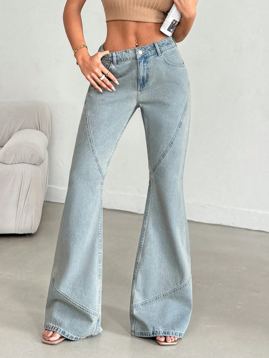 Fashionable Women’s Grey Extra Flare Fit Jeans with Comfortable Stretch Fabric