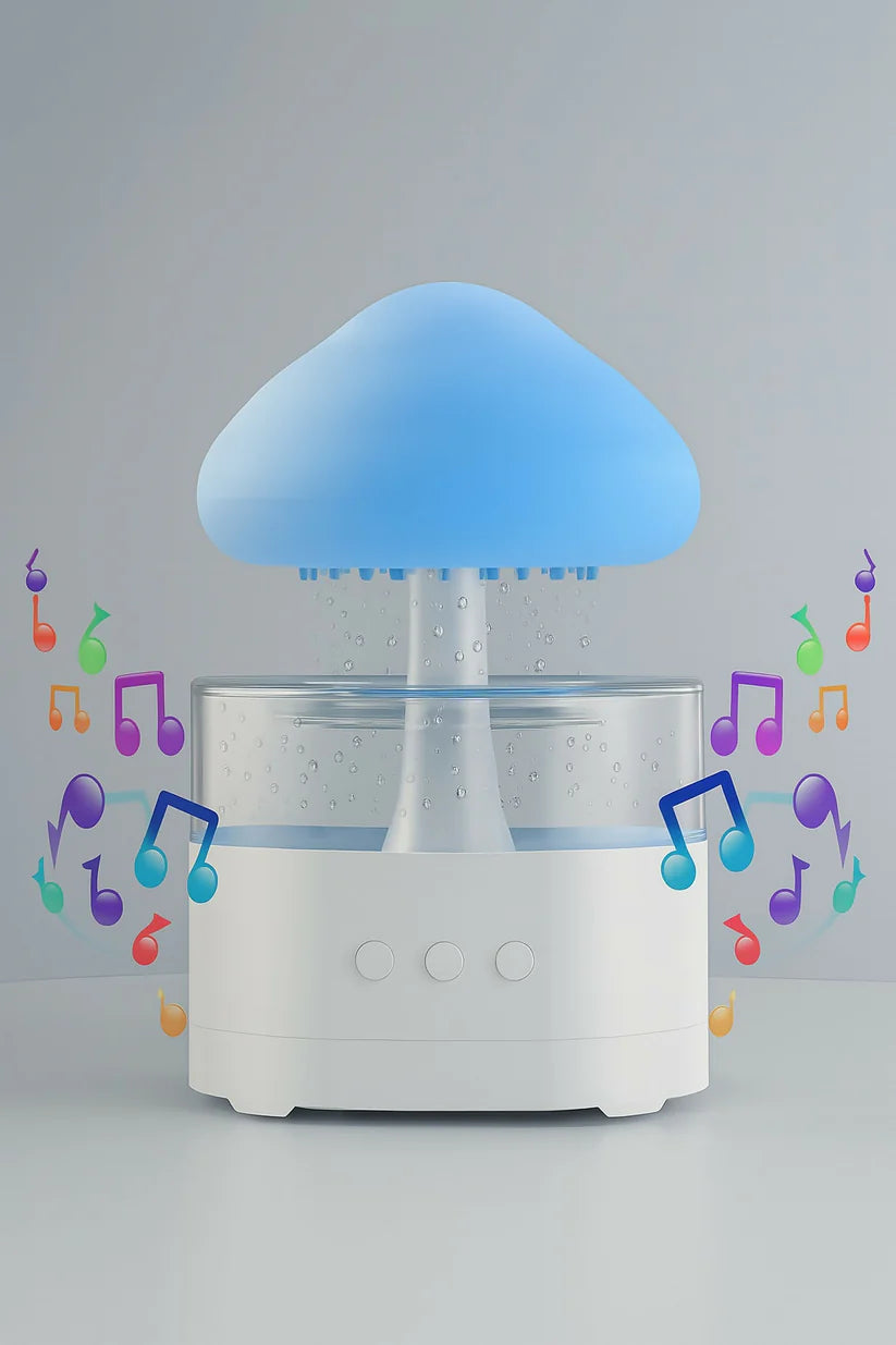 Mushroom Humidifier with Bluetooth Speaker 3 in 1 Night Light Aromatherapy Diffuser Anti Spill Design for Bedroom Office Home