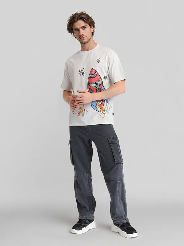 Men’s Grey Stretchable Loose Fit Denim Jeans for Everyday Comfort