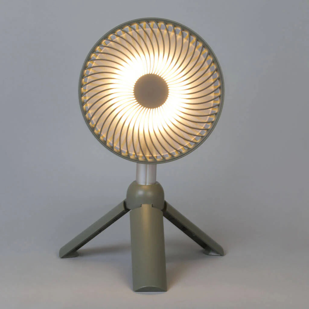 Compact Portable Tripod Fan with Lamp for Home, Work, and Outdoor Activities
