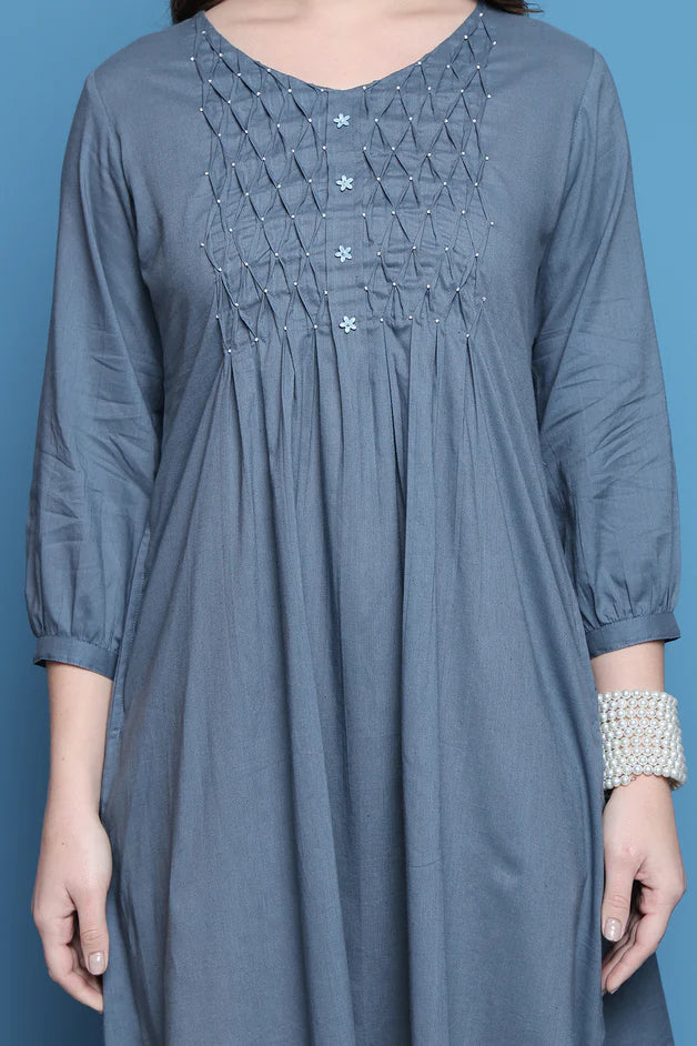 Trendy Women’s Grey Cotton Solid Dress for Everyday Wear