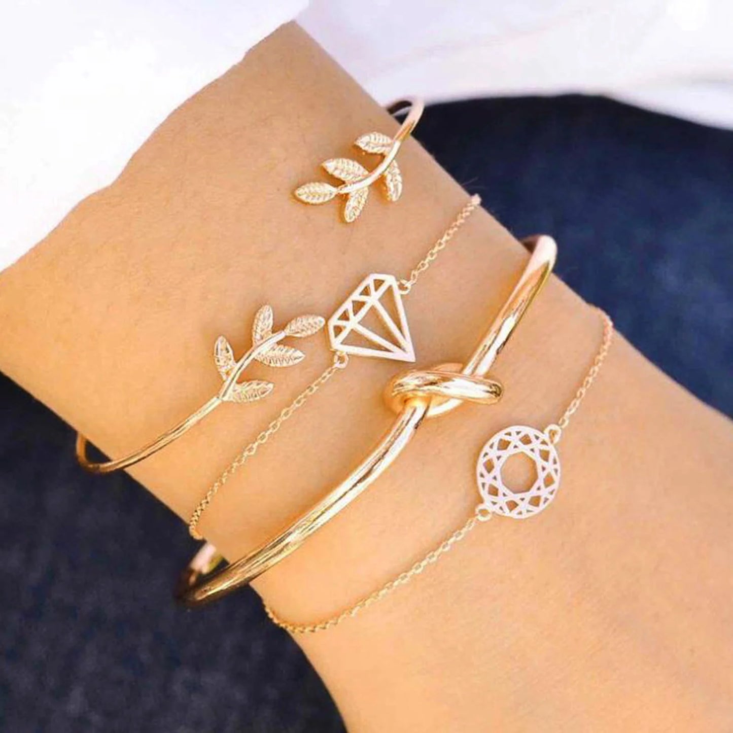 Modern Gold Bracelet Collection of Four for Casual and Party Wear