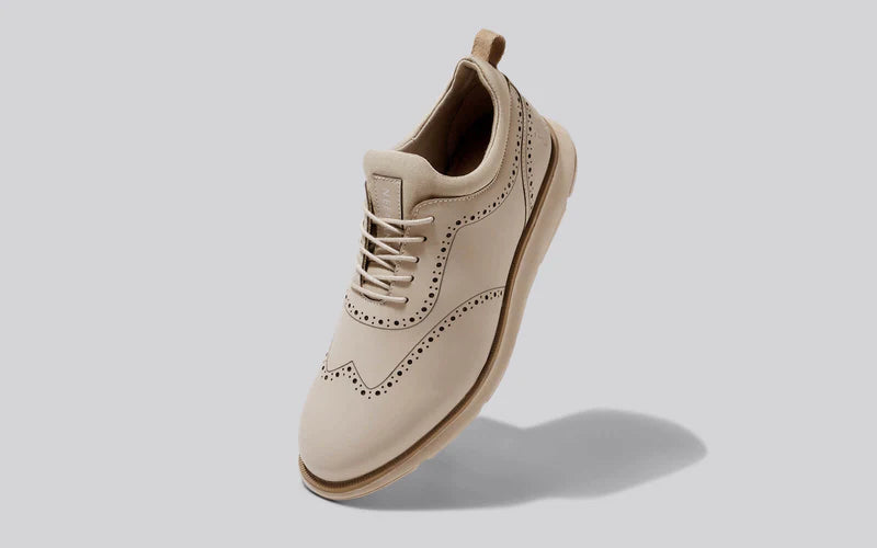 Lightweight Beige Crossover Brogues for Men Everyday Style